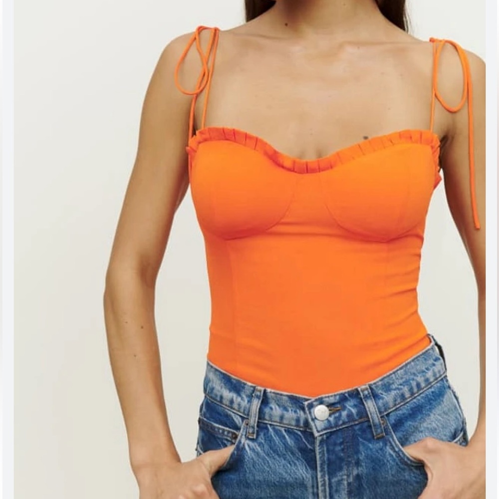 Reformation novena fitted bustier top sz: 0